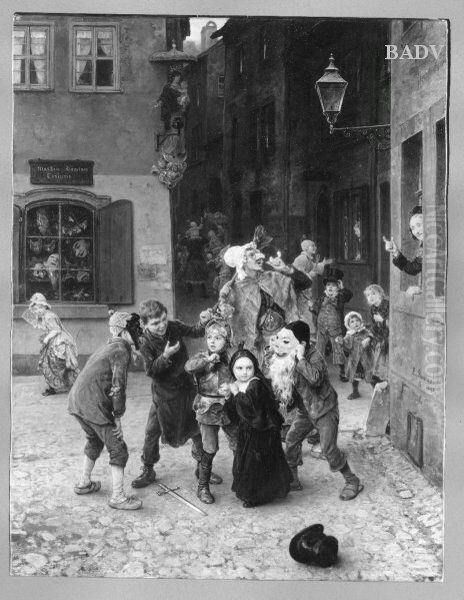 Faschingstreiben Oil Painting by Ludwig Knaus