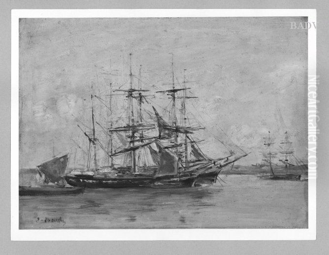 Schiffe im Hafen Oil Painting by Paul-Jacques-Aime Baudry