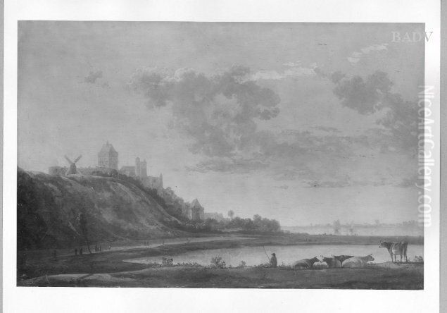 Flusslandschaft mit Burg Oil Painting by Aelbert Cuyp