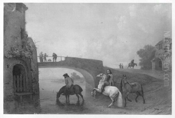 Bruckenlandschaft Oil Painting by Paulus Potter