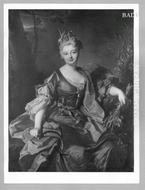 Portrait of Mlle. Lebrait Oil Painting by Hyacinthe Rigaud