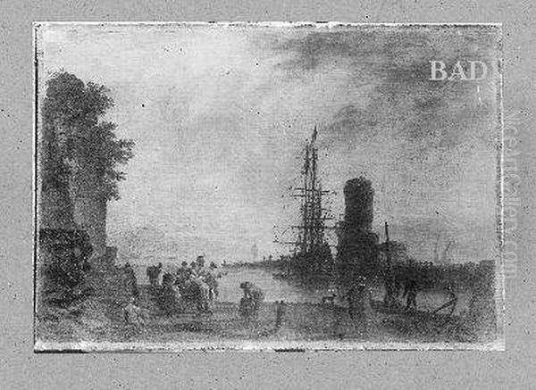 Harbour landscape Oil Painting by Joseph Vernet