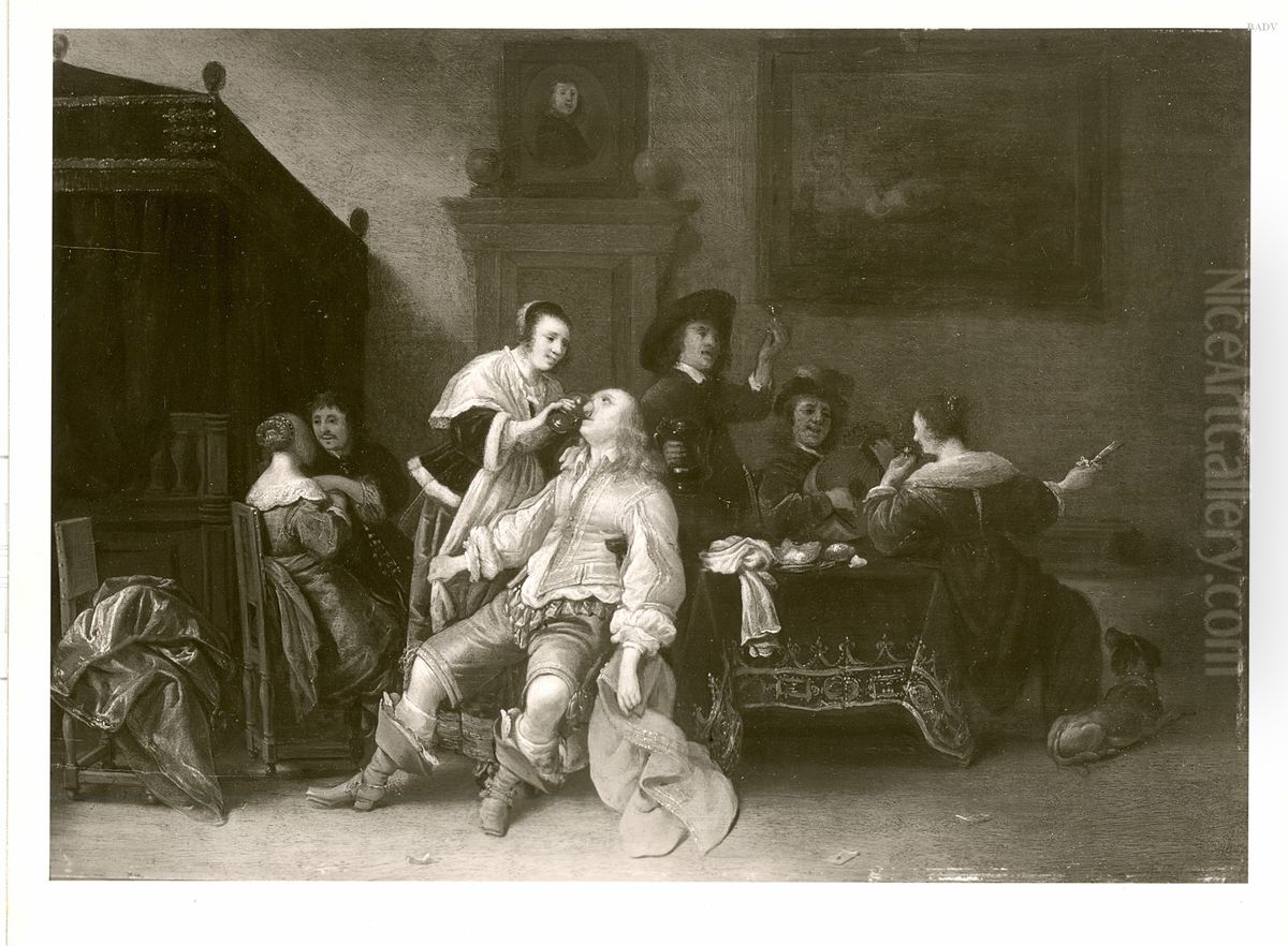 Gesellschaft beim Wein Oil Painting by Palamedes Palamedesz.