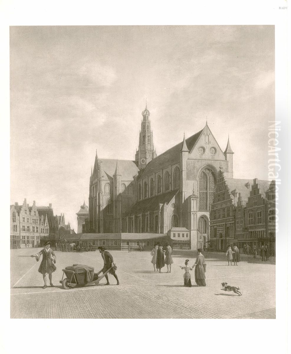 St. Bavo in Haarlem Oil Painting by Gerrit Adriaenszoon Berckheyde