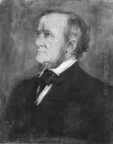 Portrat Richard Wagners Oil Painting by Lenbach Franz Von