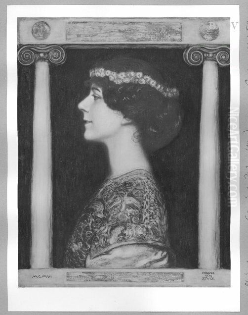 Portrat seiner Frau (Frau Oberhummer) Oil Painting by Franz Stuck