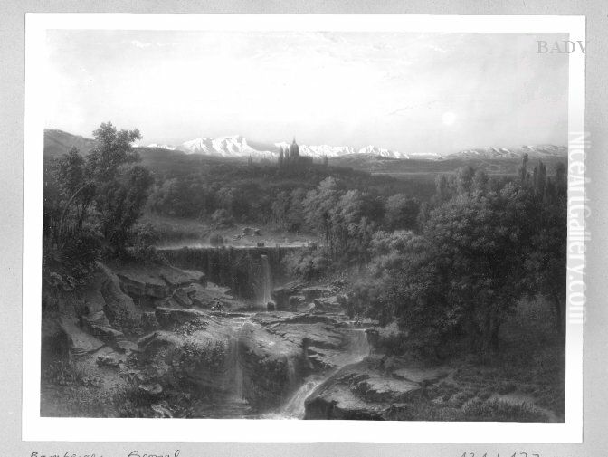 Abendstimmung bei Madrid mit den Turmen des Escorial Oil Painting by Fritz Bamberger