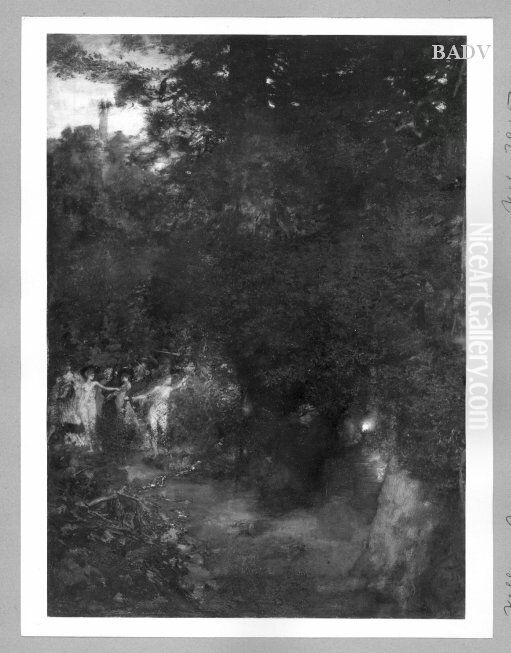 Nachtliches Bacchanale Oil Painting by Albert von Keller