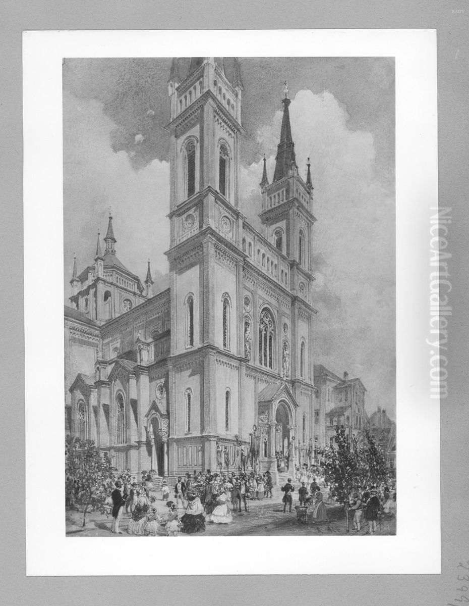 Alt-Lerchenfelder Kirche bei Wien Oil Painting by Rudolf von Alt