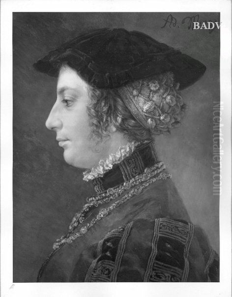 Brustbild einer Frau in Renaissancetracht Oil Painting by Adolph von Menzel