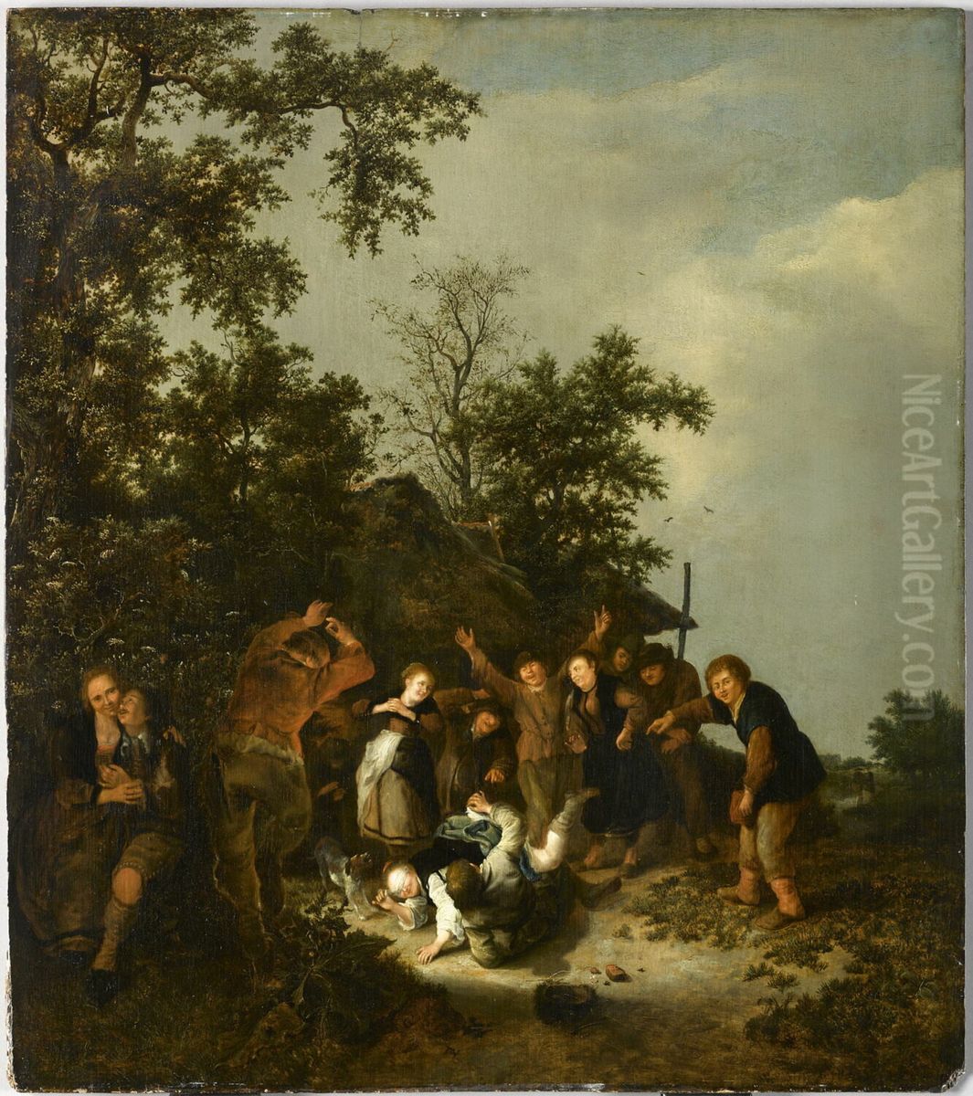 Blind man's bluff Oil Painting by Gerrit Lundens