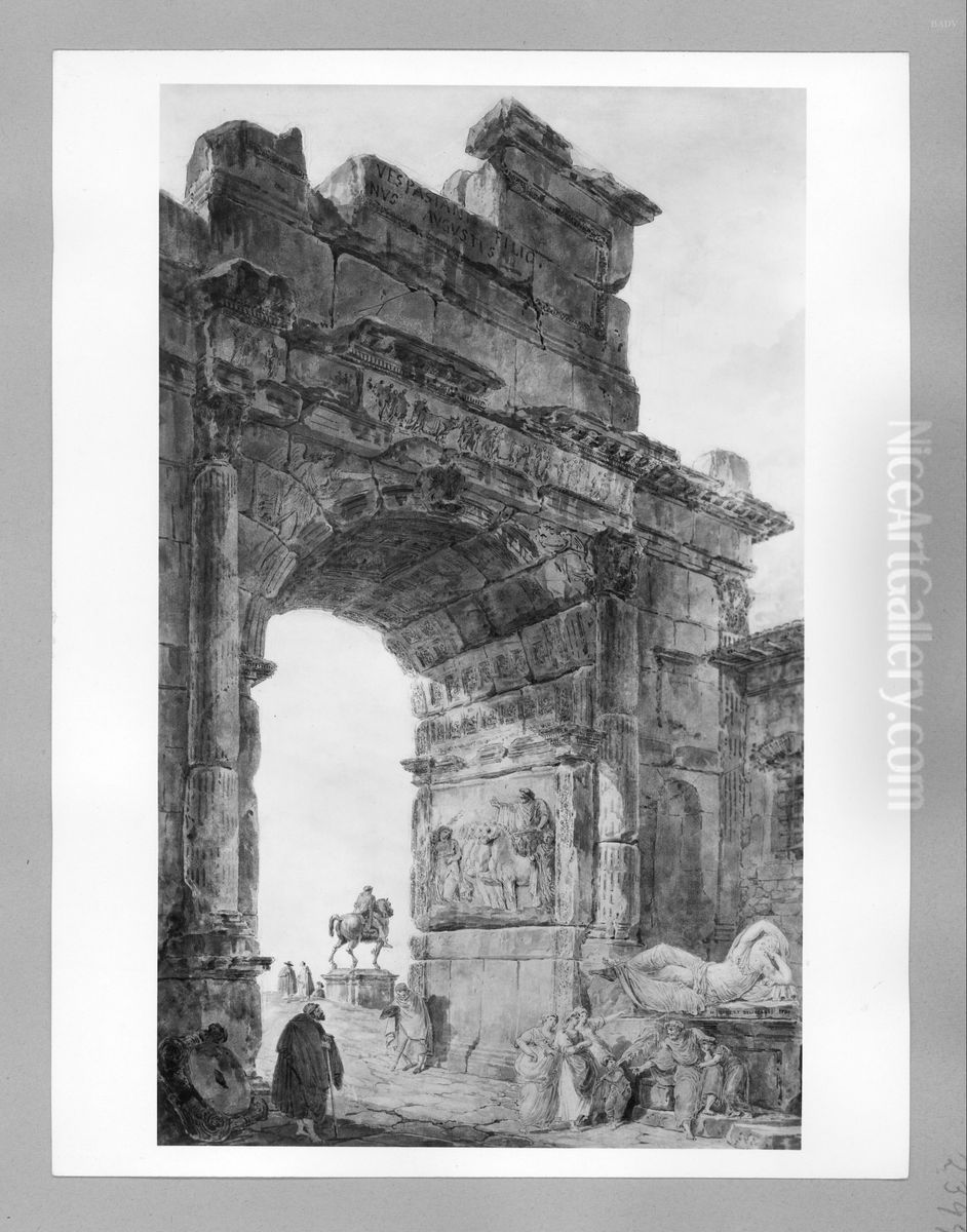 Titusbogen in Rom Oil Painting by Hubert Robert