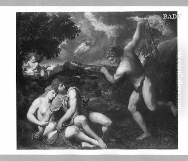 Mars, Venus and Vulcan Oil Painting by Paris Bordone