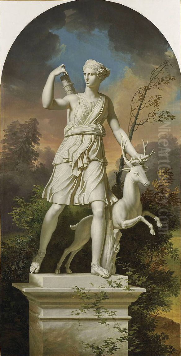 Statue de Diane Oil Painting by Charles Meynier