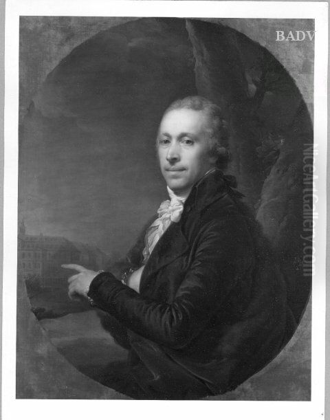 Portrait of ........ of a man + Oil Painting by Johann Baptist von Lampi the Elder