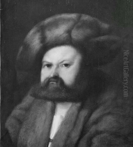 Portrat eines Mannes mit Pelzmutze und Pelzmantel Oil Painting by Christoph Amberger