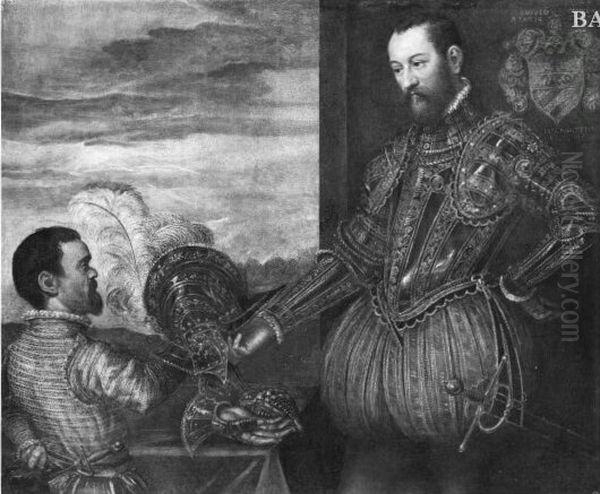 Mannliches Doppelbildnis des Scipio Glusona und Jacomo Tento (Zwerg) Oil Painting by Jacopo Tintoretto