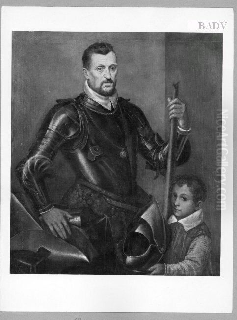 Bildnis eines Mannes im Brustharnisch mit Pagen Oil Painting by Paolo Veronese (Caliari)