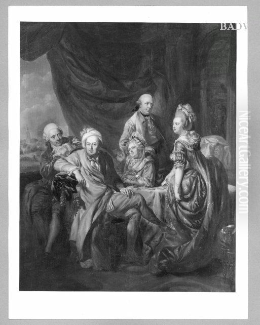 Portraits of 2 elderly women and 3 elderly men Oil Painting by Johann Eleazar Zeissig