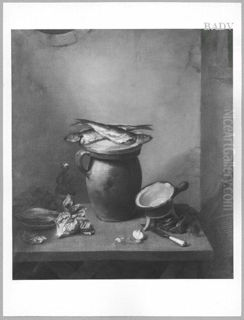 still life with two fishes Oil Painting by Christopher Paudiss