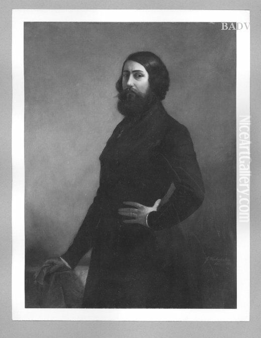 Bildnis eines Mannes mit schwarzem Vollbart, Kniestuck (Principe Altieri) Oil Painting by Franz Xavier Winterhalter