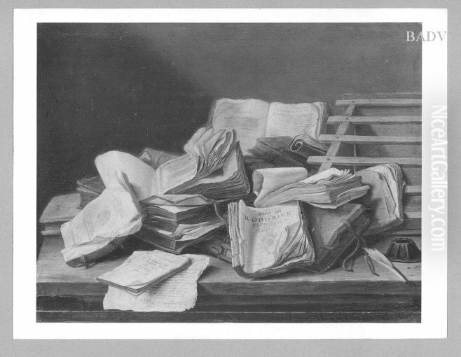 stillife with books Oil Painting by Jan Davidsz. De Heem