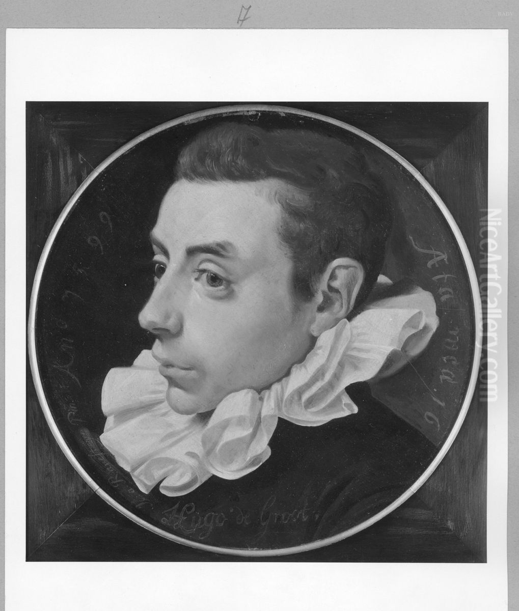 Bildnis des Rechtsgelehrten Hugo Grotius mit 16 Jahren Oil Painting by Jan Van Ravesteyn