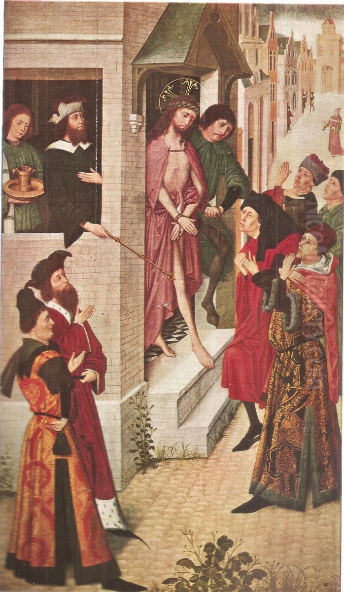 Zwei Altarflugel mit Verspottung und Kreuzaufnahme Christi Oil Painting by Master Of Monte Oliveto