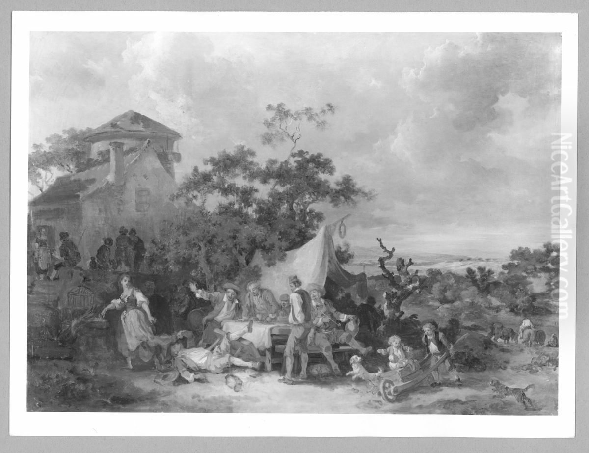 Le cabaret rustique (Dorfschenke) Oil Painting by Jean-Honore Fragonard