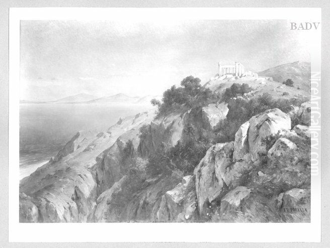 Cape Sounion (Kap Sunion) in Greece Oil Painting by Friedrich, the younger Preller