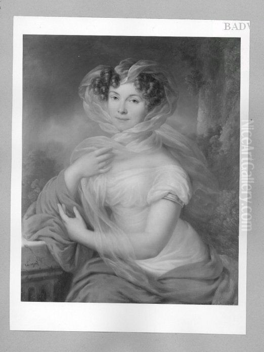 Damenportrat in Weiss und Blau Oil Painting by Johann Baptist von Lampi the Elder