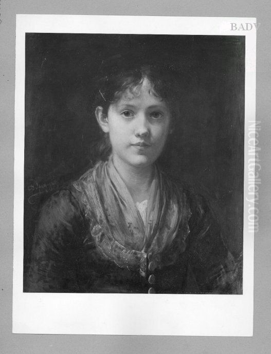 Liesal girl (half- length ) Oil Painting by Franz Defregger