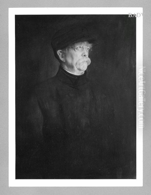 Portrat Bismarcks mit Mutze und Brille Oil Painting by Lenbach Franz Von