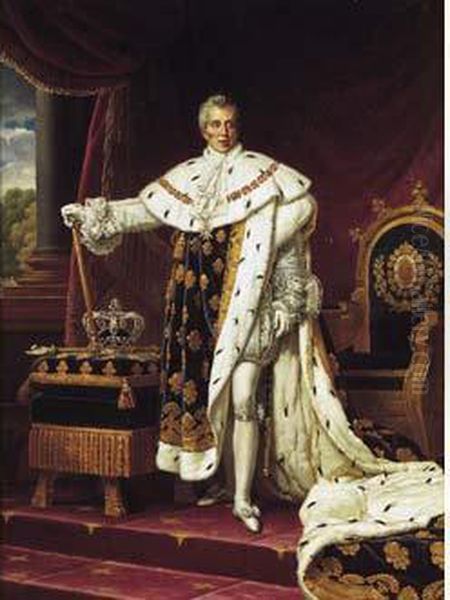 Portrait De Charles X En Costume De Sacre. Oil Painting by Alexandre-Francois Caminade