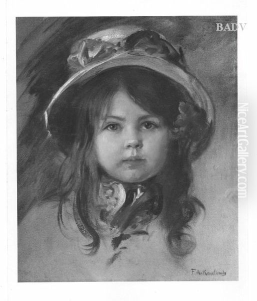 head of a little girl Oil Painting by Friedrich August von Kaulbach