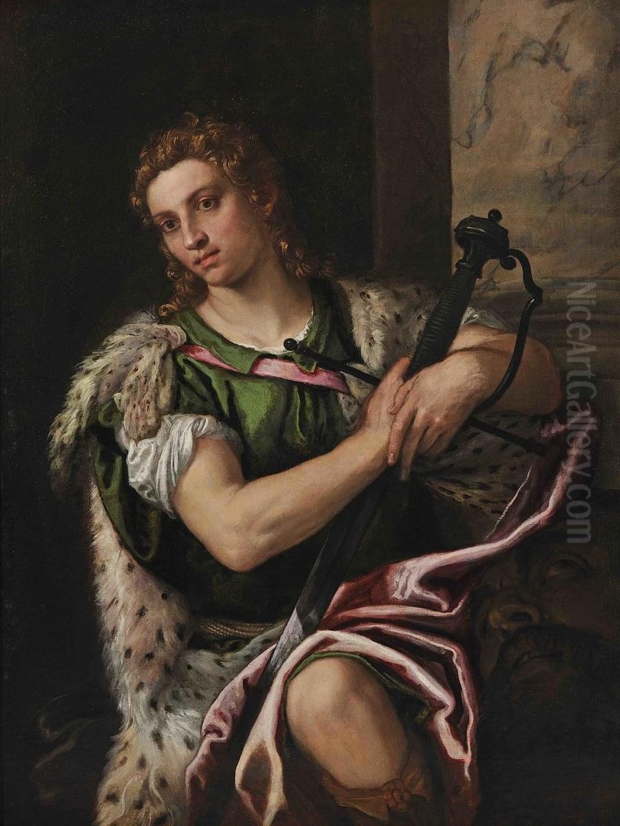 David with the Head of Goliath Oil Painting by Paolo Veronese (Caliari)