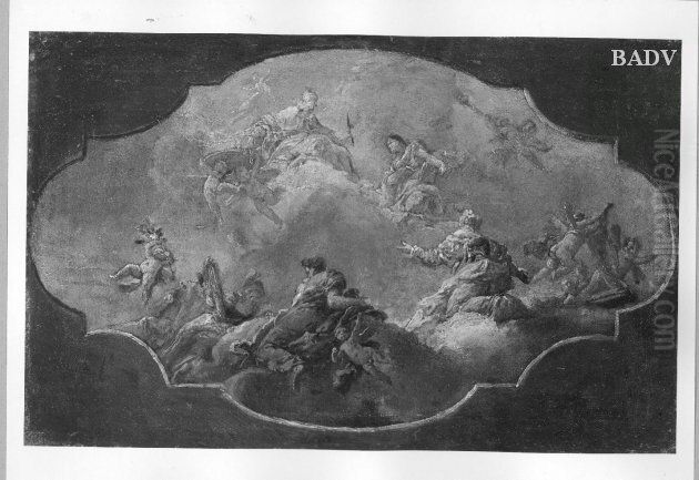 sketch for a plafond - painting Oil Painting by Gaspare Diziani