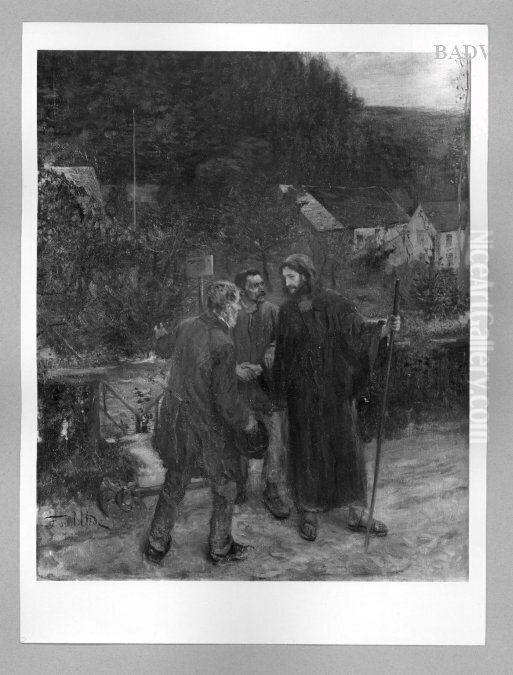 Christus und die Junger von Emmaus Oil Painting by Fritz von Uhde