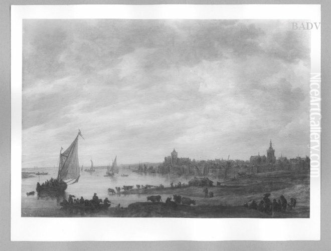 view of a town near the sea Oil Painting by Jan van Goyen