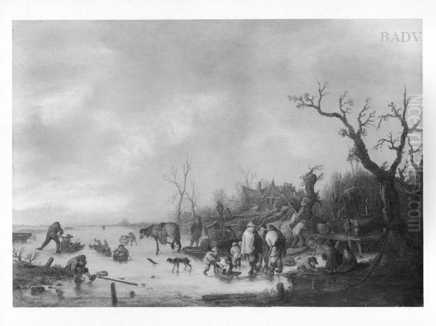 winter-riverscape Oil Painting by Isaac Van Ostade