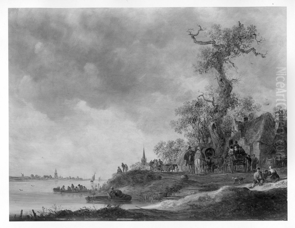 Landscape with the town of Rhenen Oil Painting by Jan van Goyen