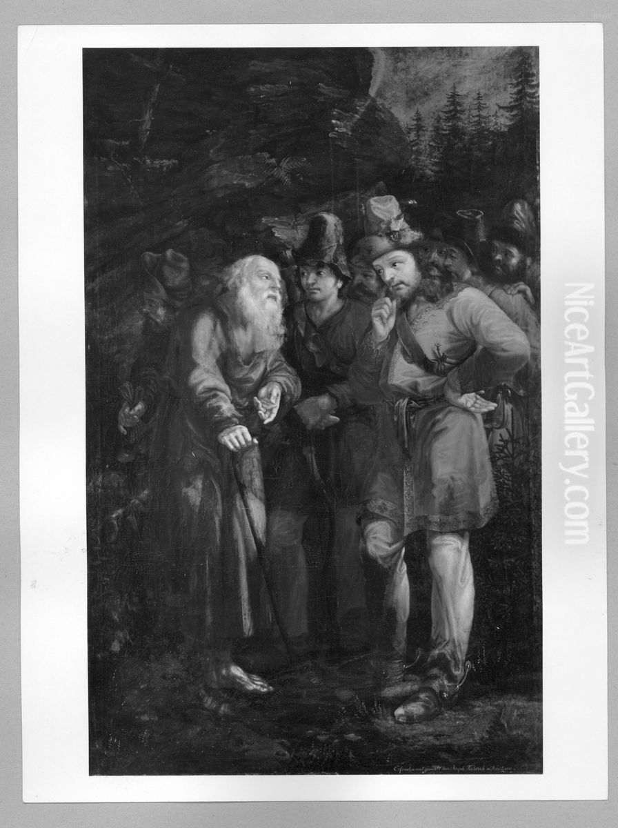 Herzog Borziway hilft dem Einsiedler Iwan im Walde Oil Painting by Joseph von Fuhrich