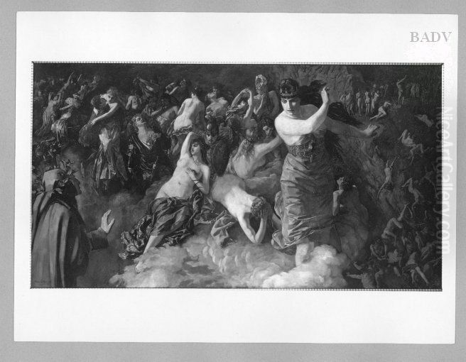 Dante in heaven perceiving Beatrice Oil Painting by Wilhelm Heinrich Trutbner