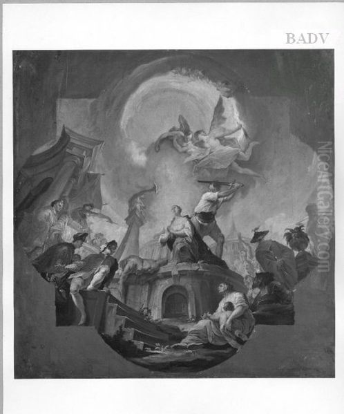 Decapitation of Saints (ceiling-painting) Oil Painting by Januarius Zick