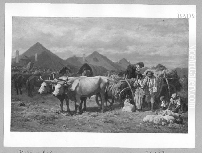 Hungarian peasants Oil Painting by August von Pettenkofen