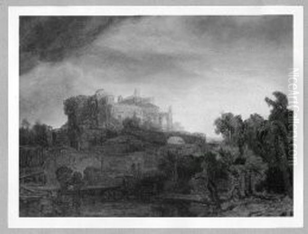Landschaft mit Schlossruine Oil Painting by Rembrandt