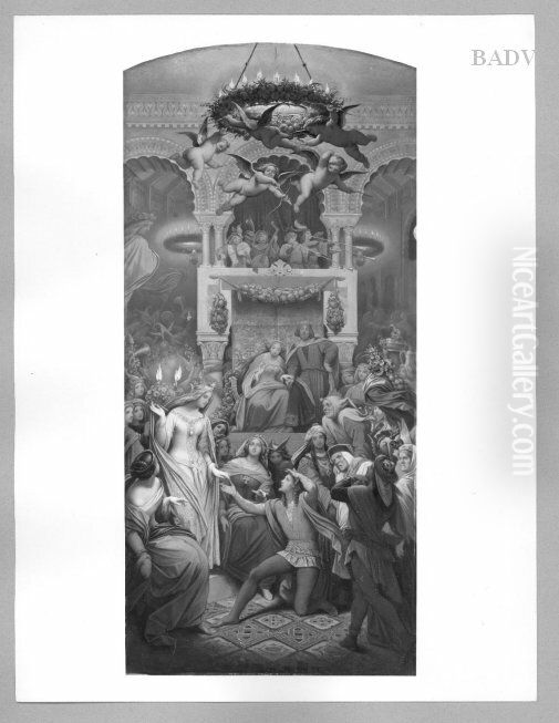 Das Marchen Aschenputtel, Bilderwand mit 19 Bildern Oil Painting by Moritz von Schwind