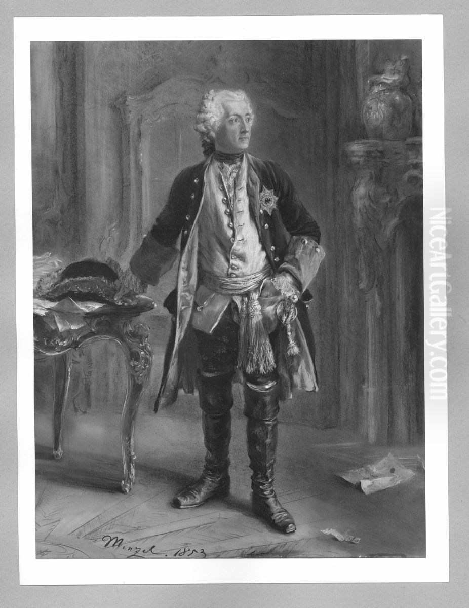 Friedrich der Grosse in Sanssouci Oil Painting by Adolph von Menzel