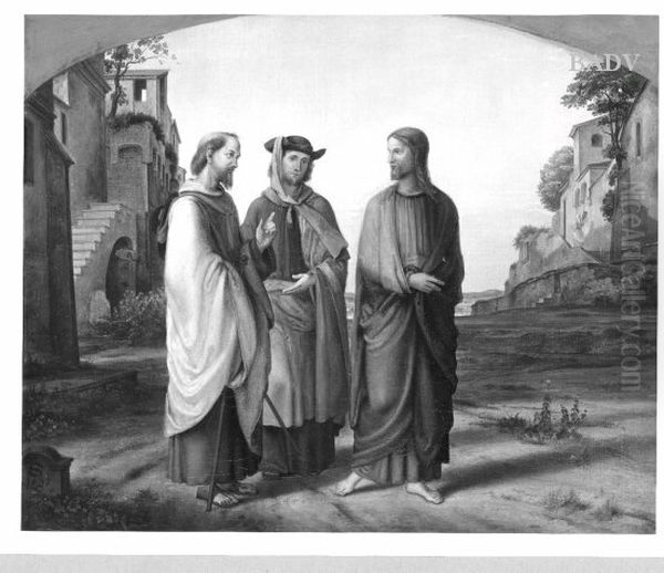 Christ with two followers going to Emaus Oil Painting by Ferdinand Olivier