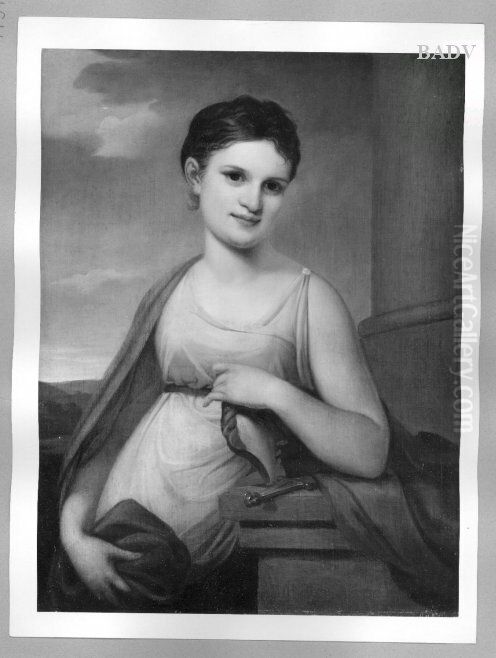 Madchenportrat (Friederike Unzelmann) (Portrat der Schauspielerin Friederike Unzelmann) Oil Painting by Moritz Retzsch